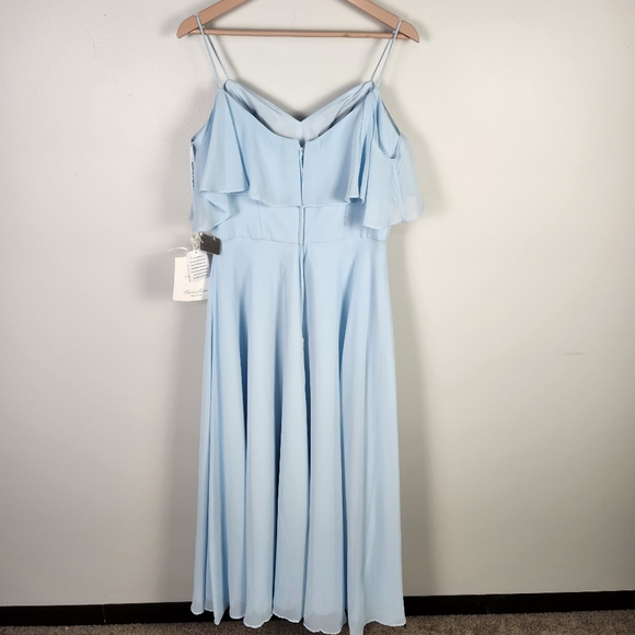 Morilee Madeline Gardner Sky Blue Chiffon Bridesmaid Dress Gown Size 14 #0394 - Picture 4 of 13